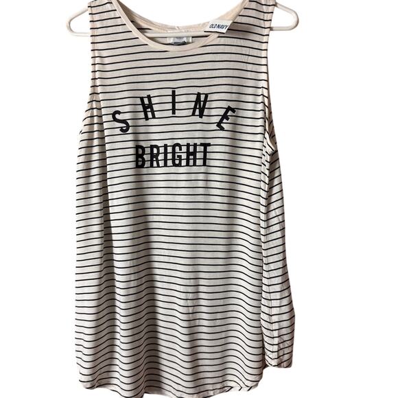 Old Navy Sleeveless Striped Tank Top with Shine Bright Print Sz L NWT - Picture 1 of 8